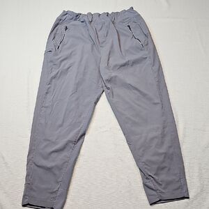 Athleta Trekkie North Gray Jogger Pants High Rise Elastic Waist Zip Pockets S 16